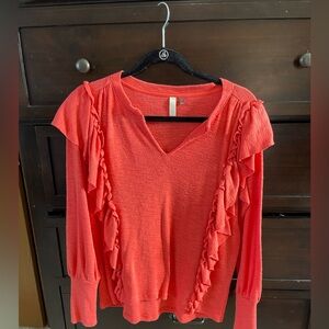 Long Sleeve Pilcro Ruffle Top